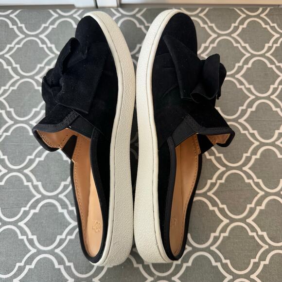 UGG Luci Bow slip-on mules black suede Women’s Size 8 Slides Minimalist Preppy - Picture 5 of 8